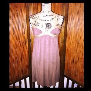 SUMMER DRESS. Strapless. gold & brown.